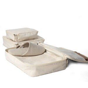 Travel organisers set of three in organic cotton canvas