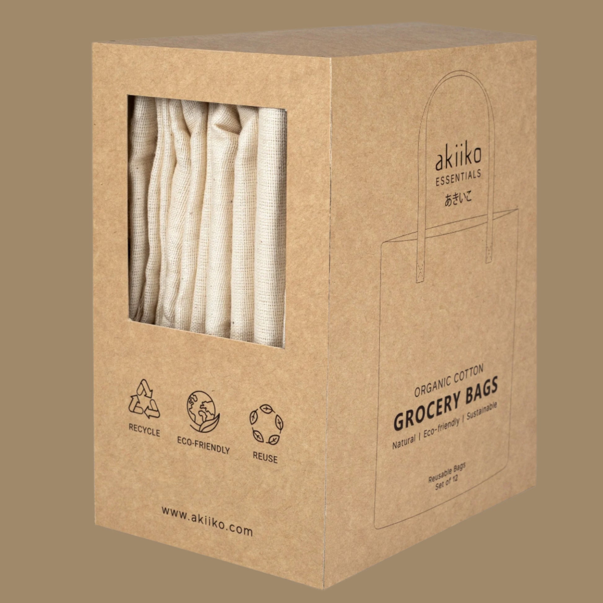 AKIIKO BASICS Grocery Bags (Pack Of 12)
