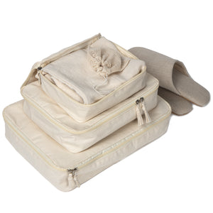 Travel organisers set of three in organic cotton canvas